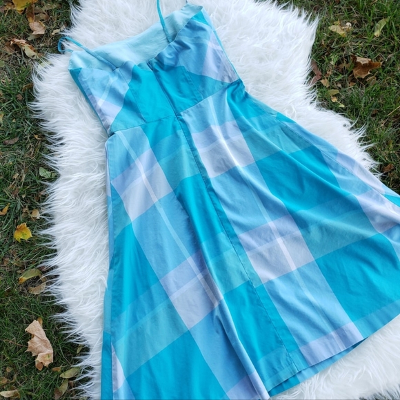 Laundry blue plaid retro Summer dress Small 2 - Picture 5 of 5